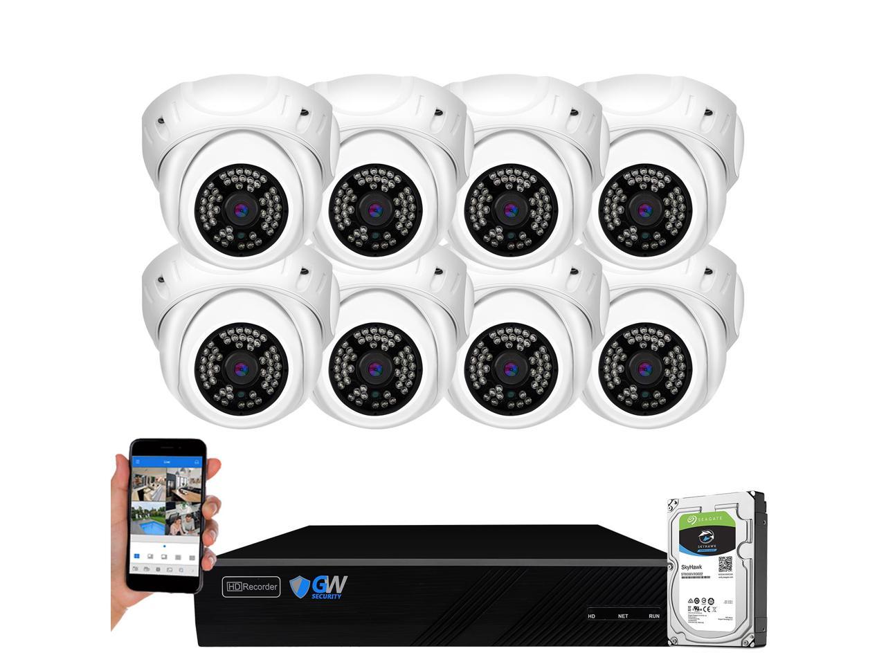 GW Security 8 Channel 5MP H.265 NVR IP Camera Network PoE Video & Audio Surveillance System (2TB HDD), 8 x HD 1920P Weatherproof Microphone Turret Security Cameras, AI Human Detection