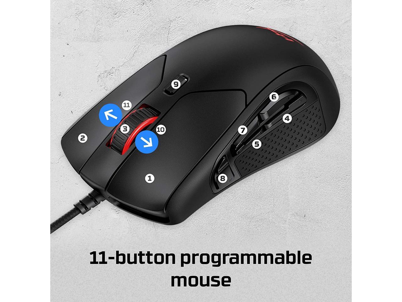 Hyperx Pulsefire Raid Gaming Mouse 11 Programmable Buttons Rgb Ergonomic Design 