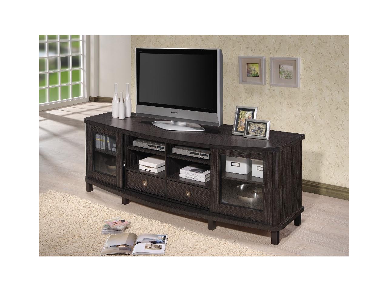 Baxton Studio Walda 70 Inch Dark Brown Wood Tv Cabinet With 2 Sliding Doors And 2 Drawers Neweggcom