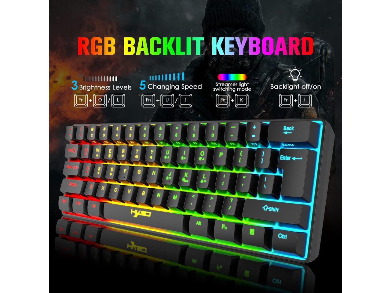 Wireless Gaming Keyboard and Mouse Combo 2200mAh Mini 61 Keys Mechanical Feeling Keyboard with Bluetooth 5.1&2.4G Wireless Dual Modes RGB Backlit ...