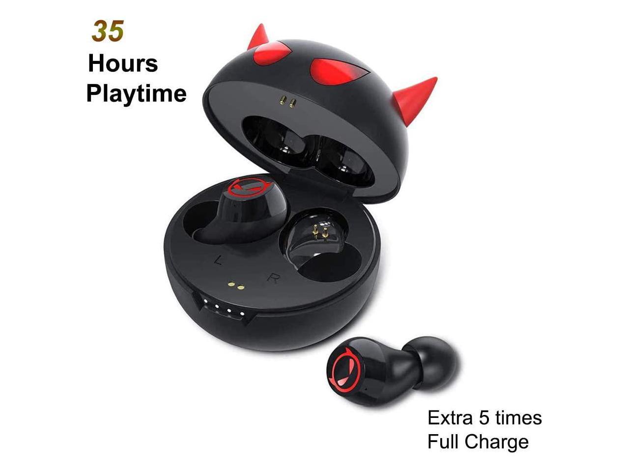 Little Devil XZC Kids Wireless Earbuds Halloween Cute Little Devil Earphones for Kids Adult Noise Reduce Bluetooth 5.0 Waterproof Sport Stereo Headphones with Built-in Mic for iPhone/Android 