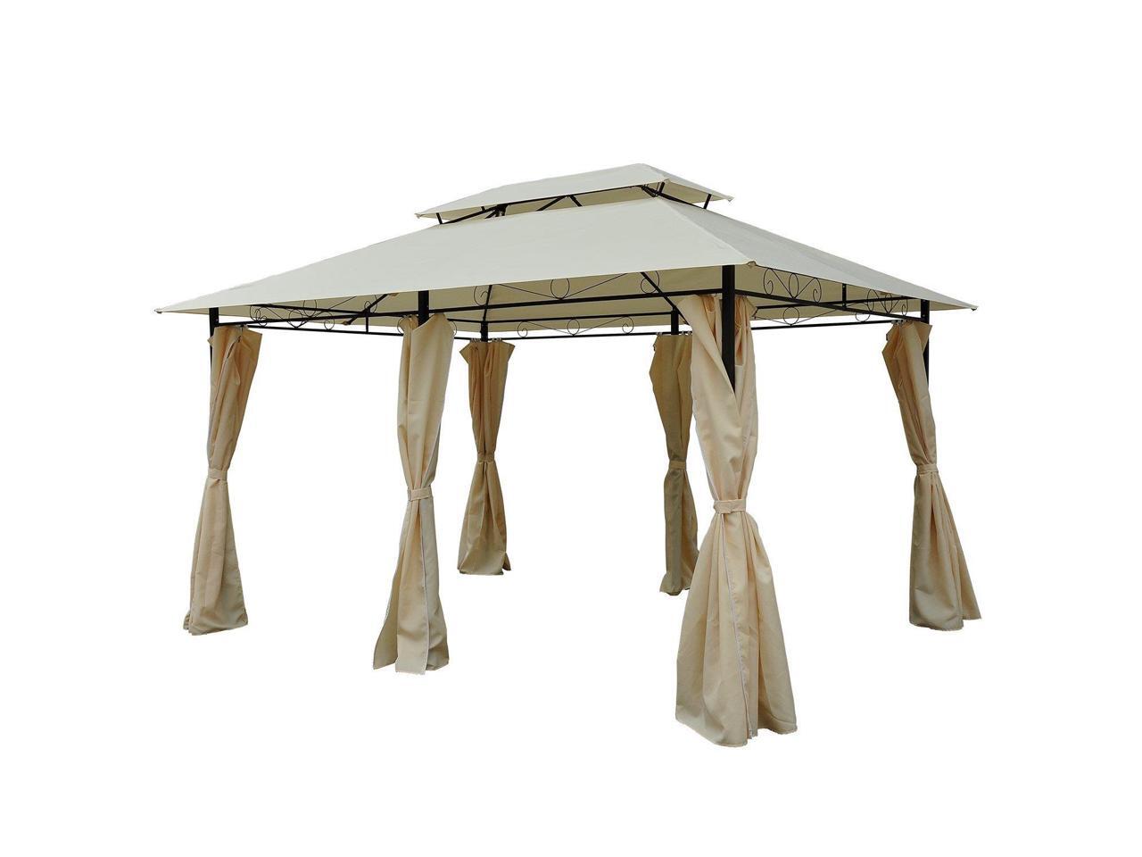Outsunny 13'L x 10'W x 8.8'/6.5H 2-Tiers Gazebo Party Tent Patio Canopy Garden Shelter with Curtains