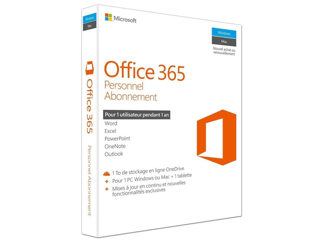 Microsoft Office 365 Personal, 1 PC or Mac Plus 1 Tablet, 1-Year ...