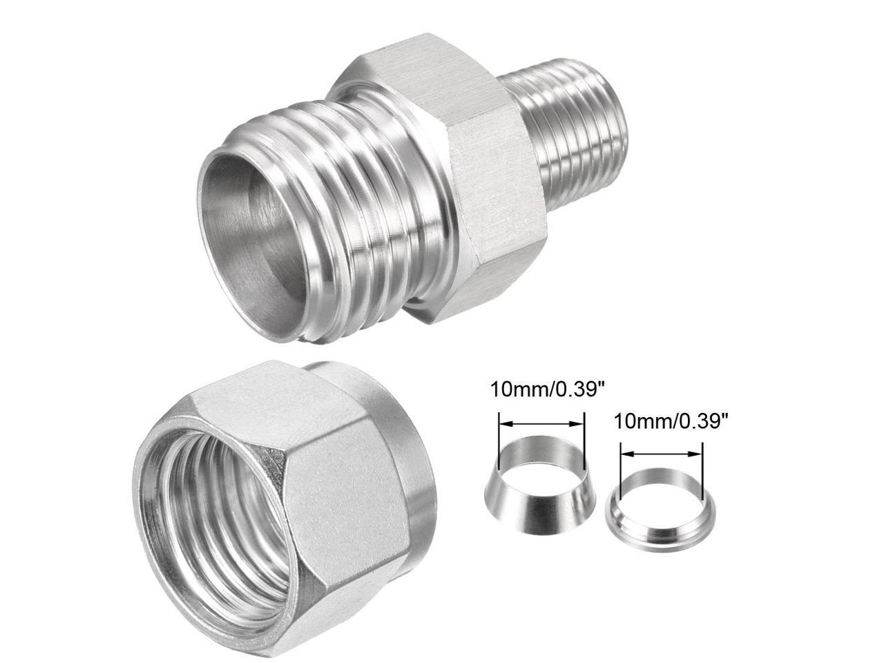 Compression Tube Fitting, Connector Adapter, NPT1/8 Male x 10 Tube OD ...