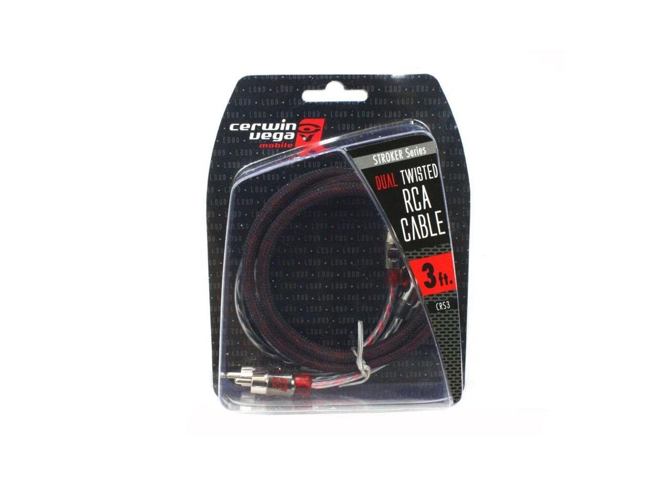 Cerwin Vega CRS3 Dual Twisted 2-Channel RCA Interconnect Cables 3 Feet New 