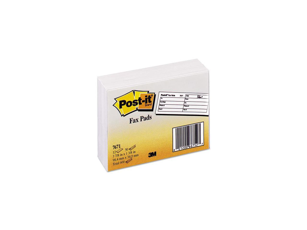 12 Pad X 50 Sheets 4X1.5” 3 M Post-It Fax Notes Pads 7671 