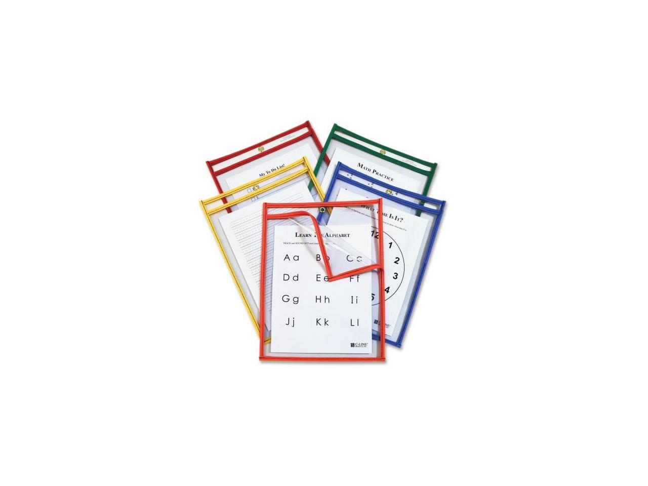 C-Line Reusable Dry Erase Pockets 9 X 12 Inches Assorted Neon Colors 10 Pocke for sale online 