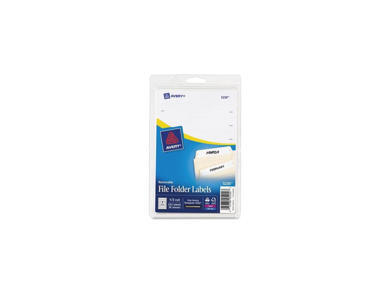 05202 Laser and Inkjet Printers Avery File Folder Labels White - 1 Pack of 252 1/3 Cut 