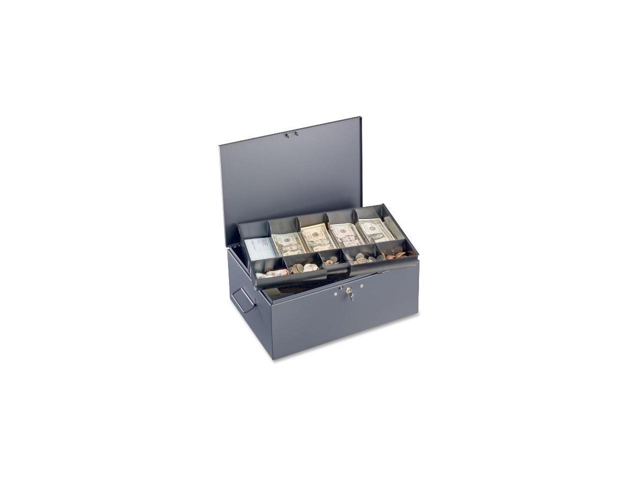 MMF Industries 221F15TGRA Extra Large Cash Box with Handles, Disc