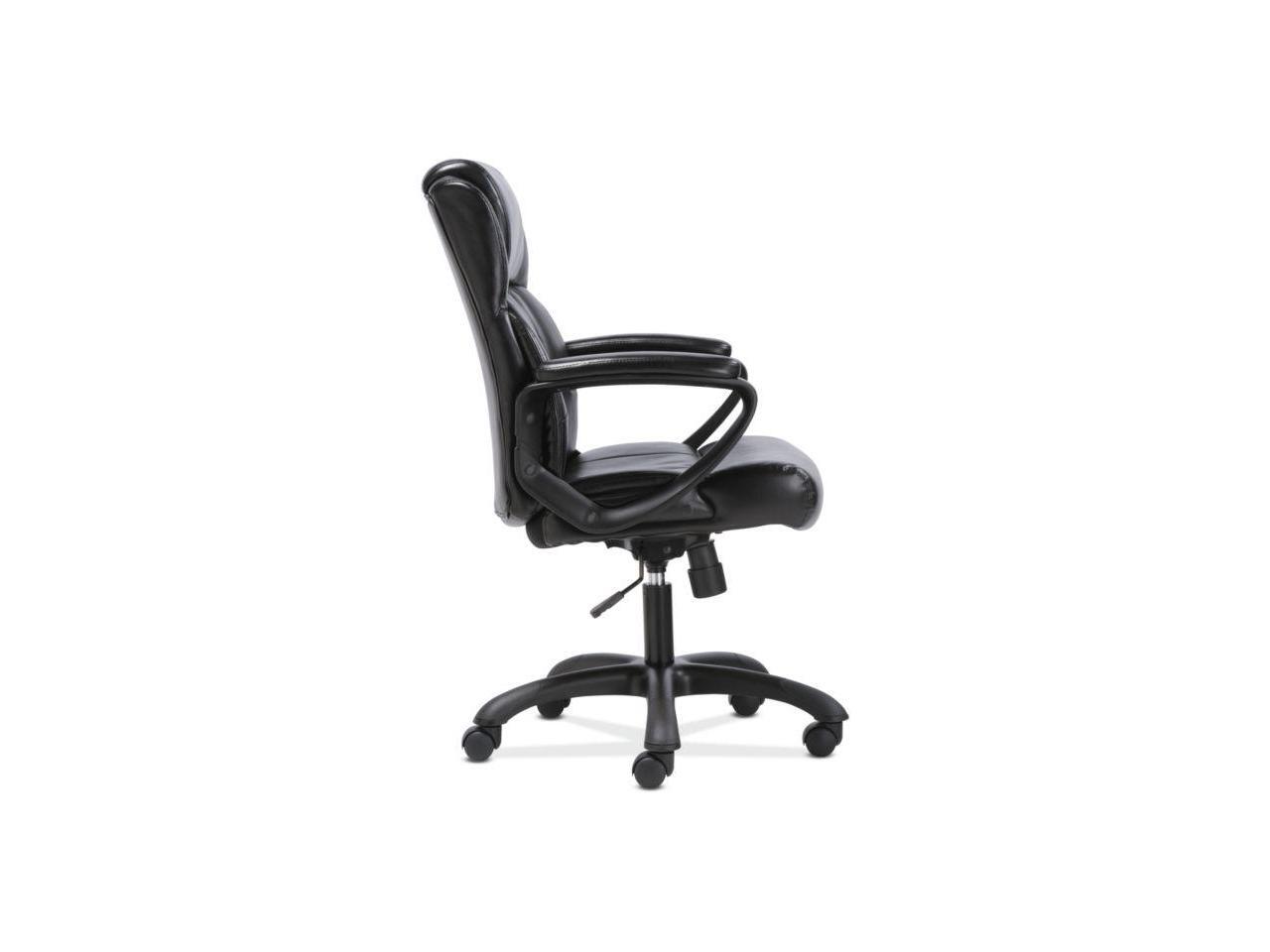 Sadie MidBack Executive Chair Fixed Padded Arms Black Leather