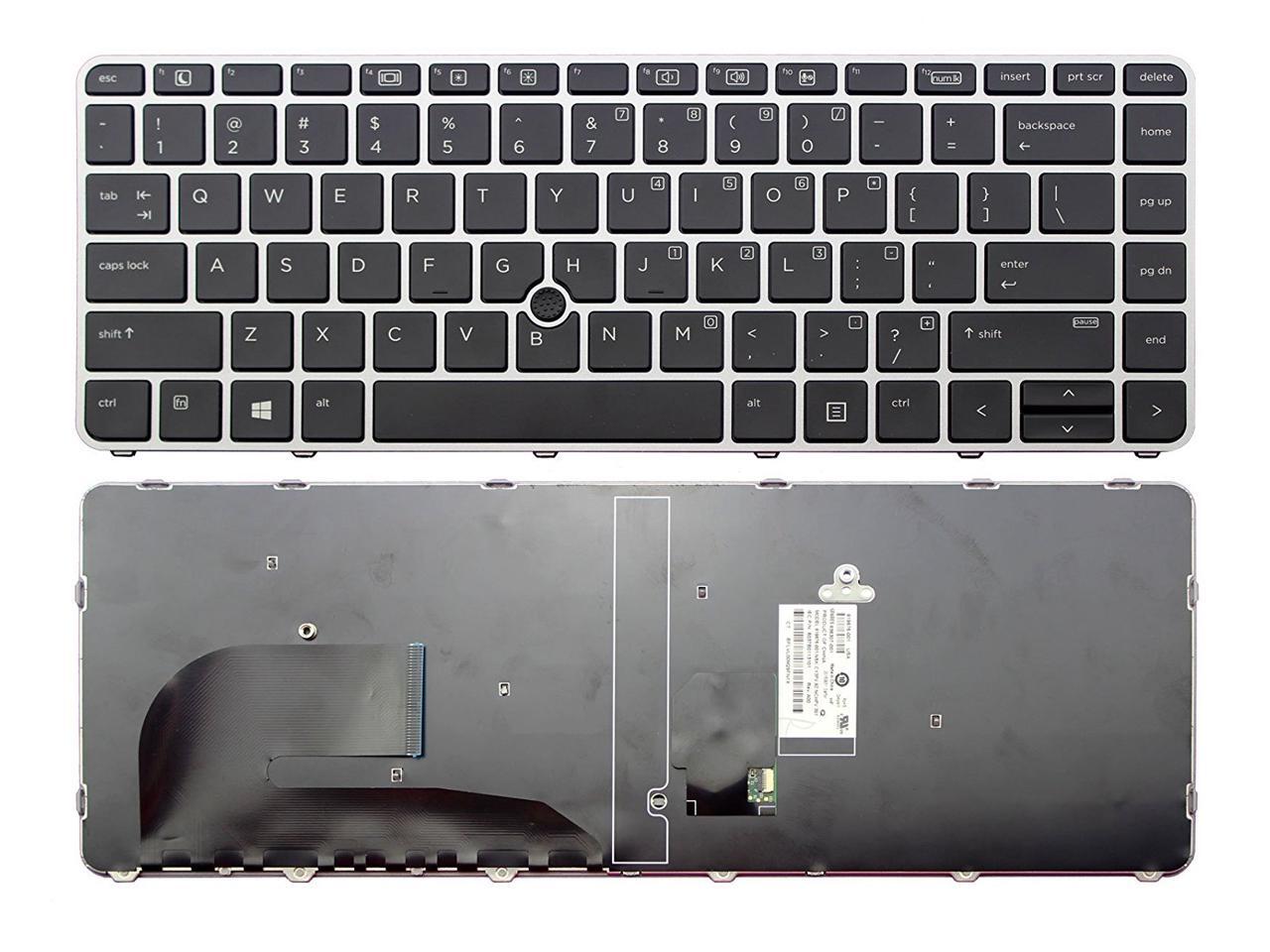 New US Black Backlit Laptop Keyboard (Silver Frame) For HP EliteBook