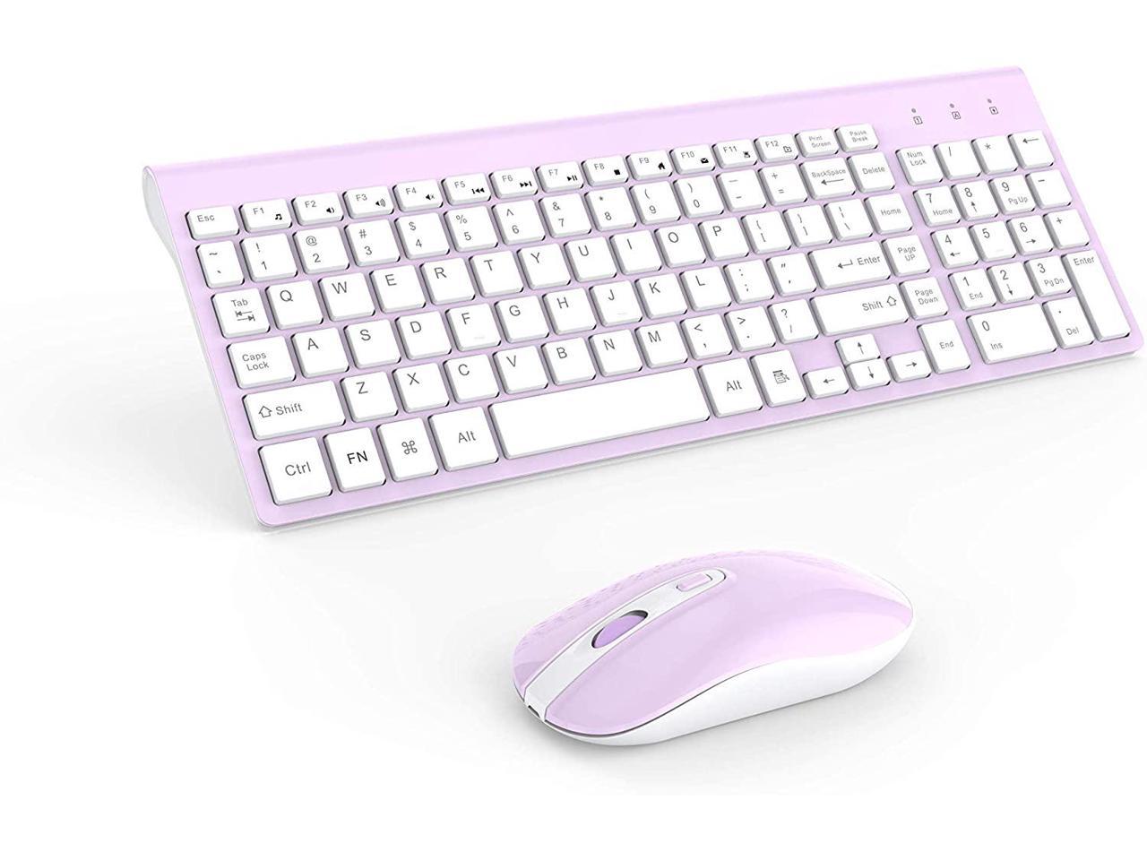 PC Laptop Bright Pink Cimetech Compact Full Size Wireless Keyboard and Mouse Set Less Noise Keys 2.4G Ultra-Thin Sleek Design for Windows Computer Notebook Wireless Keyboard Mouse Combo 