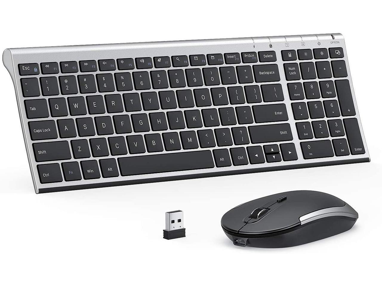 Rechargeable Wireless Keyboard Mouse Combo, Jelly Comb 2.4GHz Ultra