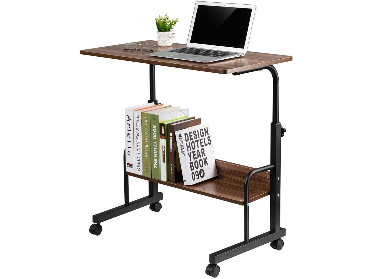 Computer Stand Rolling Cart-b Mobile Laptop Table Overbed Table Cart with Tilting,Tray Side Table Adjustable Height Laptop Desk Cart