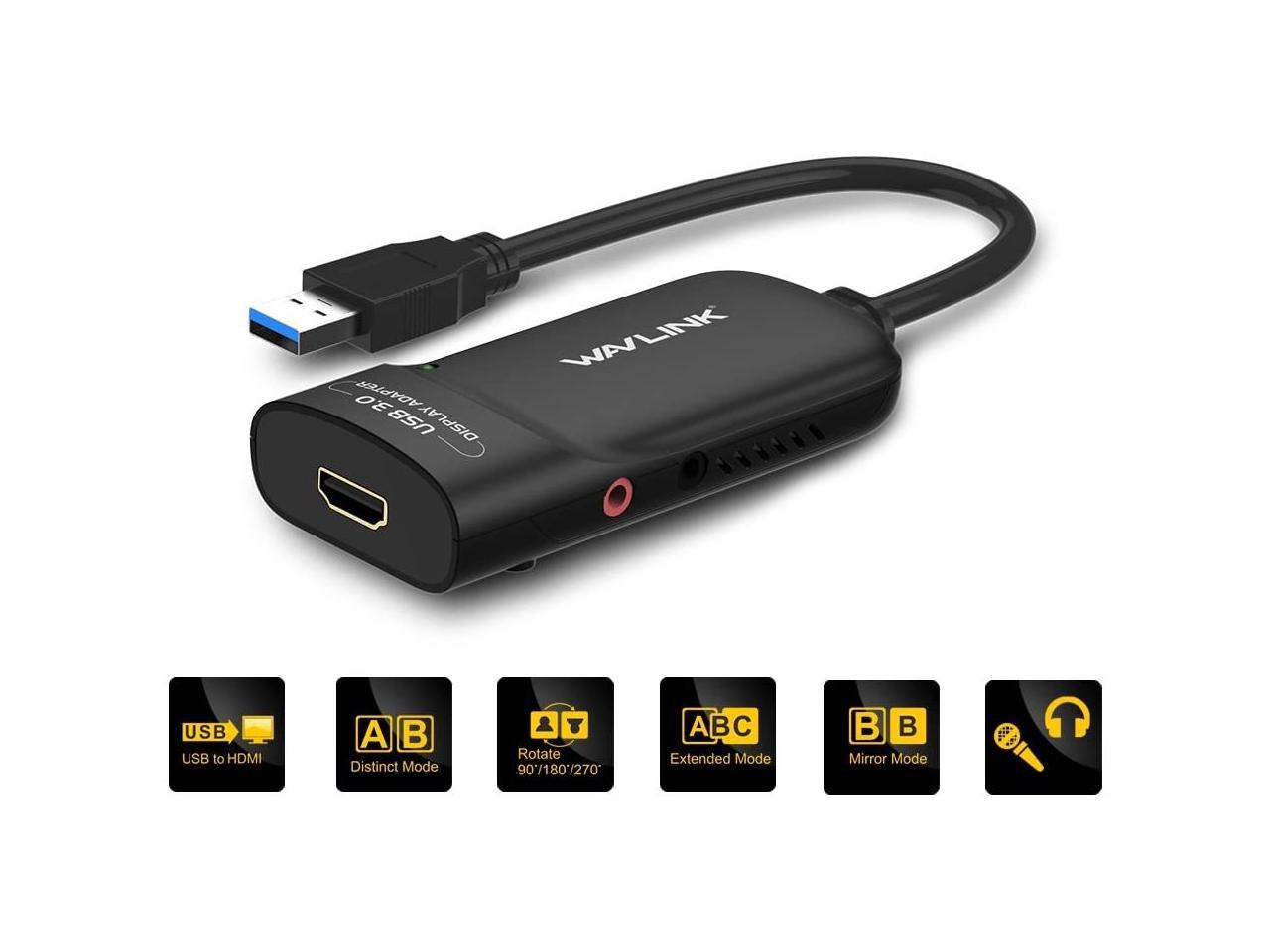Wavlink USB 3.0 to HDMI Universal Video Graphics Adapter with Audio ...