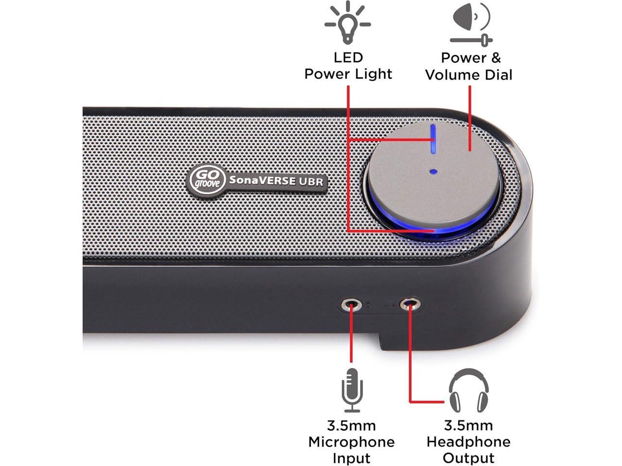 GOgroove Computer Speaker Mini Soundbar USB Powered PC Sound Bar with