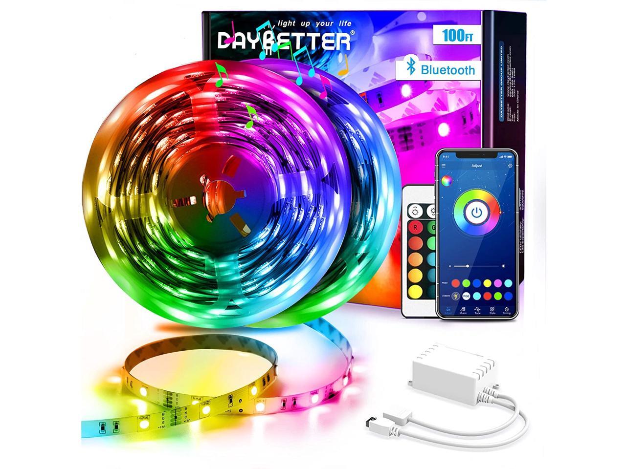 Daybetter Led Strip Lights 100ft (2 Rolls 50ft) Bluetooth Light Strips with  App Control Remote, 5050 RGB Led Lights for Bedroom, Music Sync Color  Changing Lights for Room Party - Newegg.com