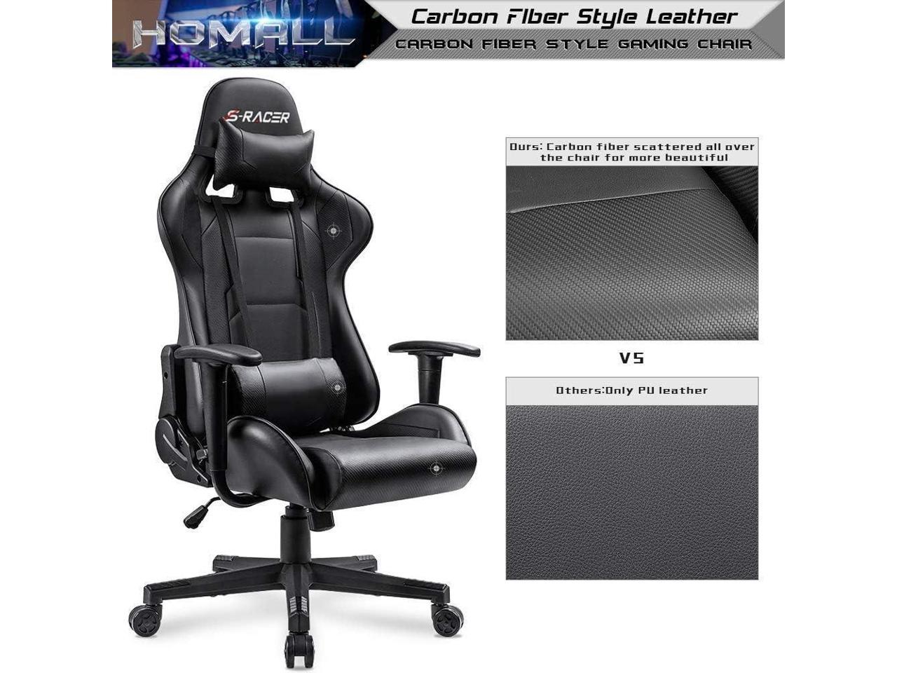 homall office gaming chair carbon pu leather