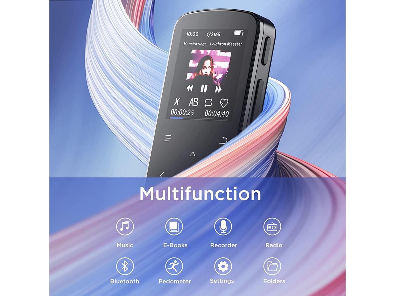 64 GB Clip MP3 Player, ZOOAOXO Music Player with Bluetooth 5.2, HD
