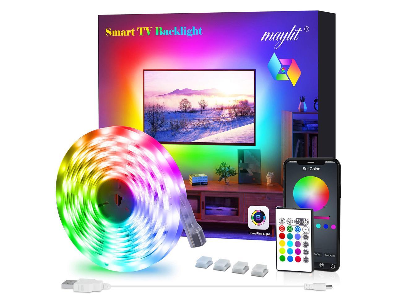 LED TV Backlight Bias Lighting Kits for HDTV Remote Control USB Powered RGB Multi Color Led Light Strip Home Theater Accent Lighting Kits 4 Strips in 1 Set 7 Colors 