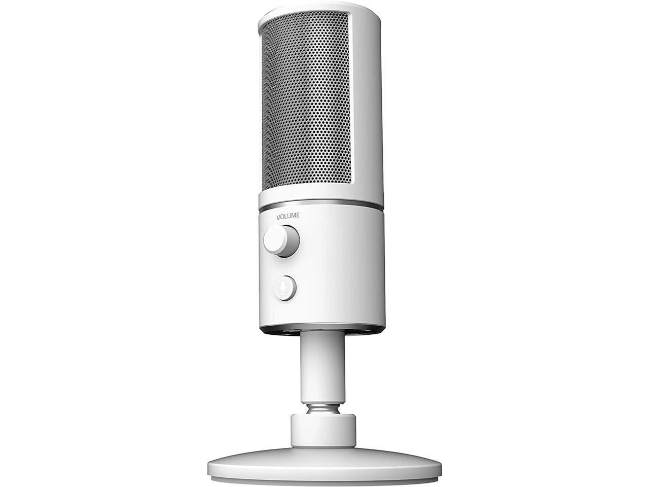 Razer Seiren X Usb Streaming Microphone Professional Grade Built In Shock Mount Supercardiod Pick Up Pattern Anodized Aluminum Mercury White Newegg Com