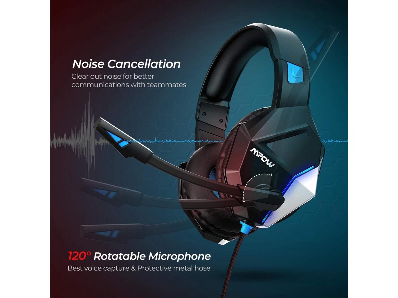 vloeistof coupon visueel Mpow EG10 Gaming Headset with 3D Surround Sound, PC PS4 Headset with  Crystal Clear Mic, 50mm Speaker Drivers, Volume & Mute Control Universal  Gaming Headphones for Xbox One(Black) - Newegg.com