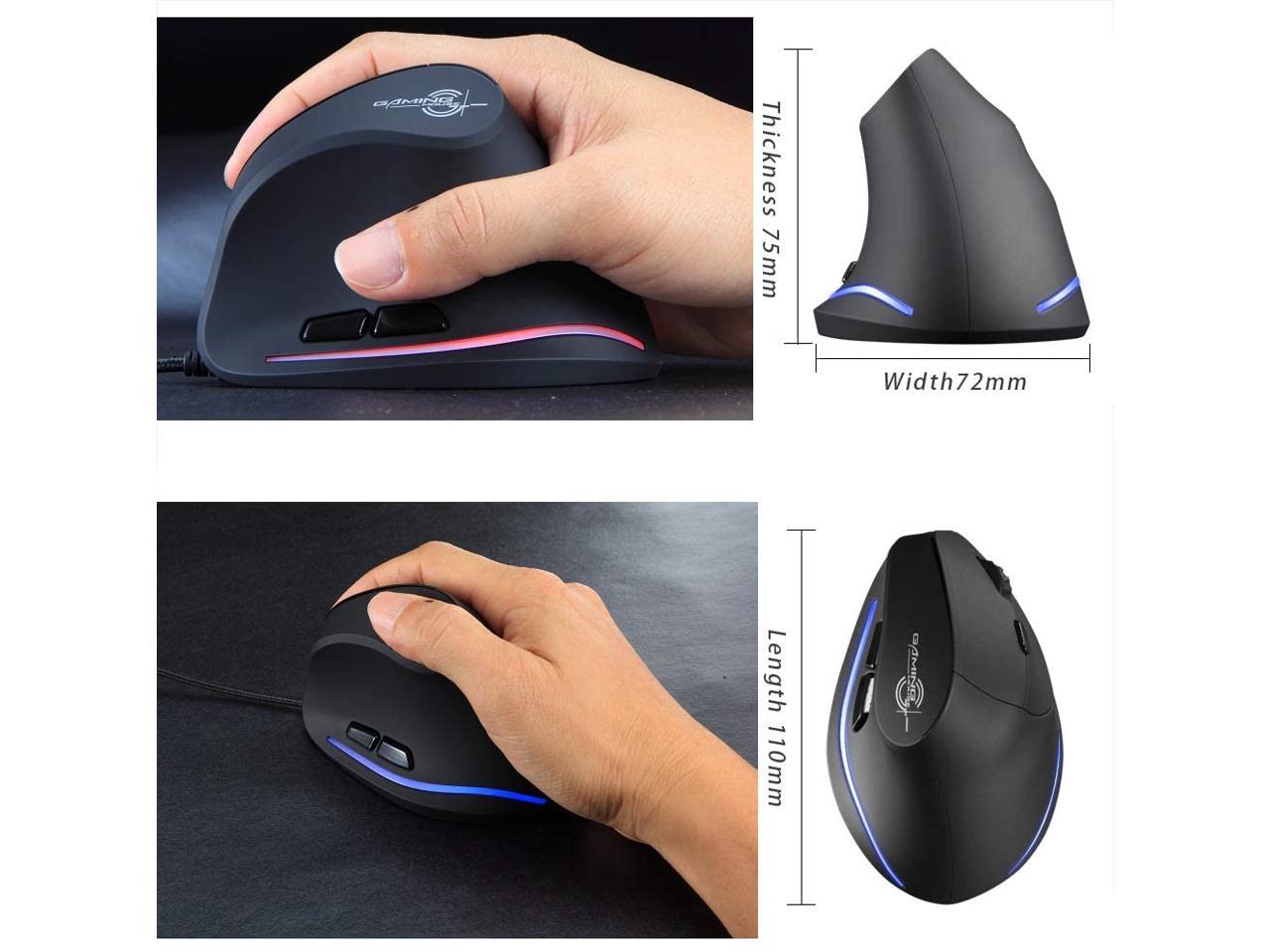 ZLOT Wired Vertical Mouse,Ergonomic Design USB LED Optical Mouse with 6
