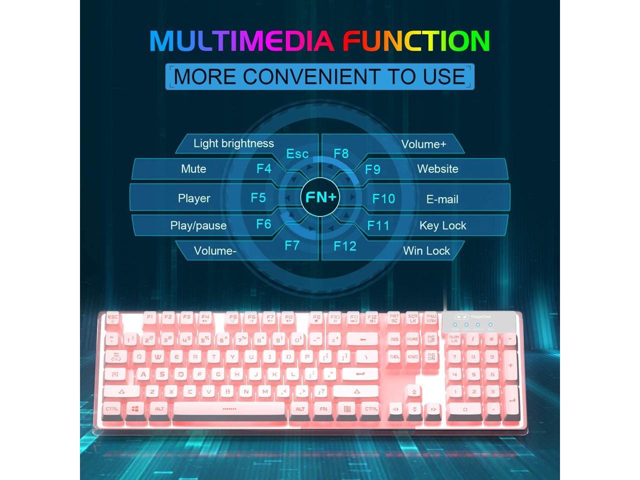 MageGee K1 Gaming Keyboard and Mouse Combo, LED Rainbow Backlit ...