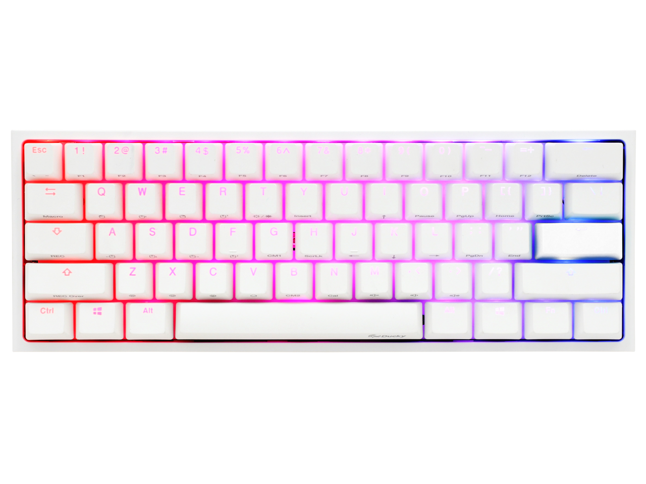 Ducky One 2 Mini Pure White - RGB LED 60% Double Shot PBT Mechanical Keyboard Blue Cherry MX