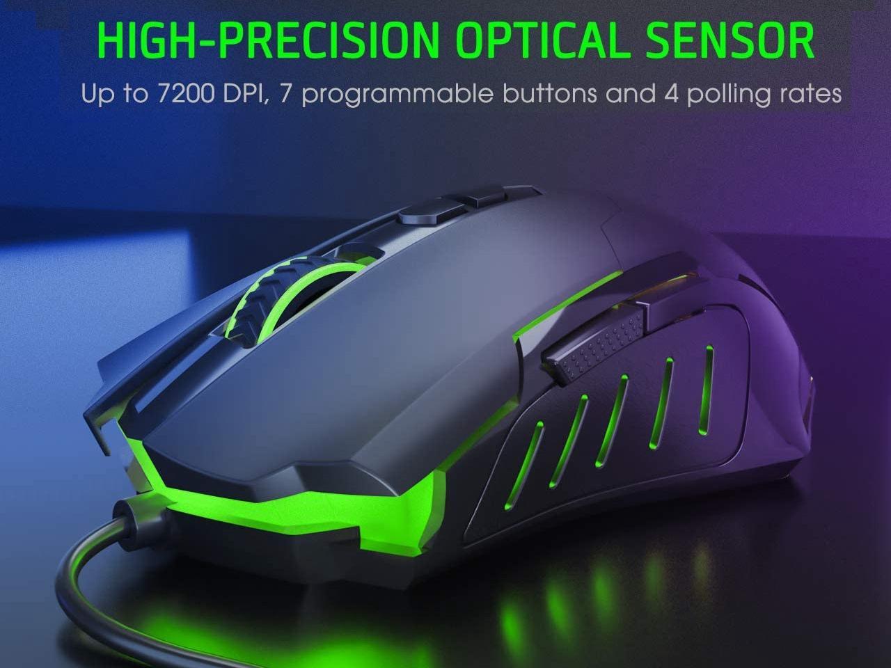 Ergonomic 7-Speed Variable-Speed Optical Gaming Mouse with Breathing Light USB Wired Mouse 
