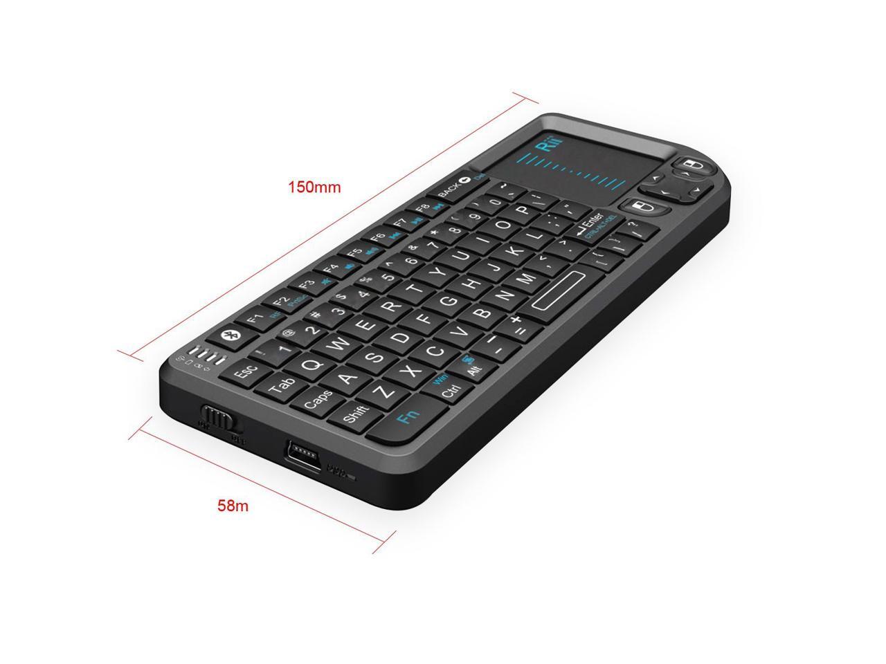Rii Mini Wireless Bluetooth Keyboard Touchpad with Laser Pointer for