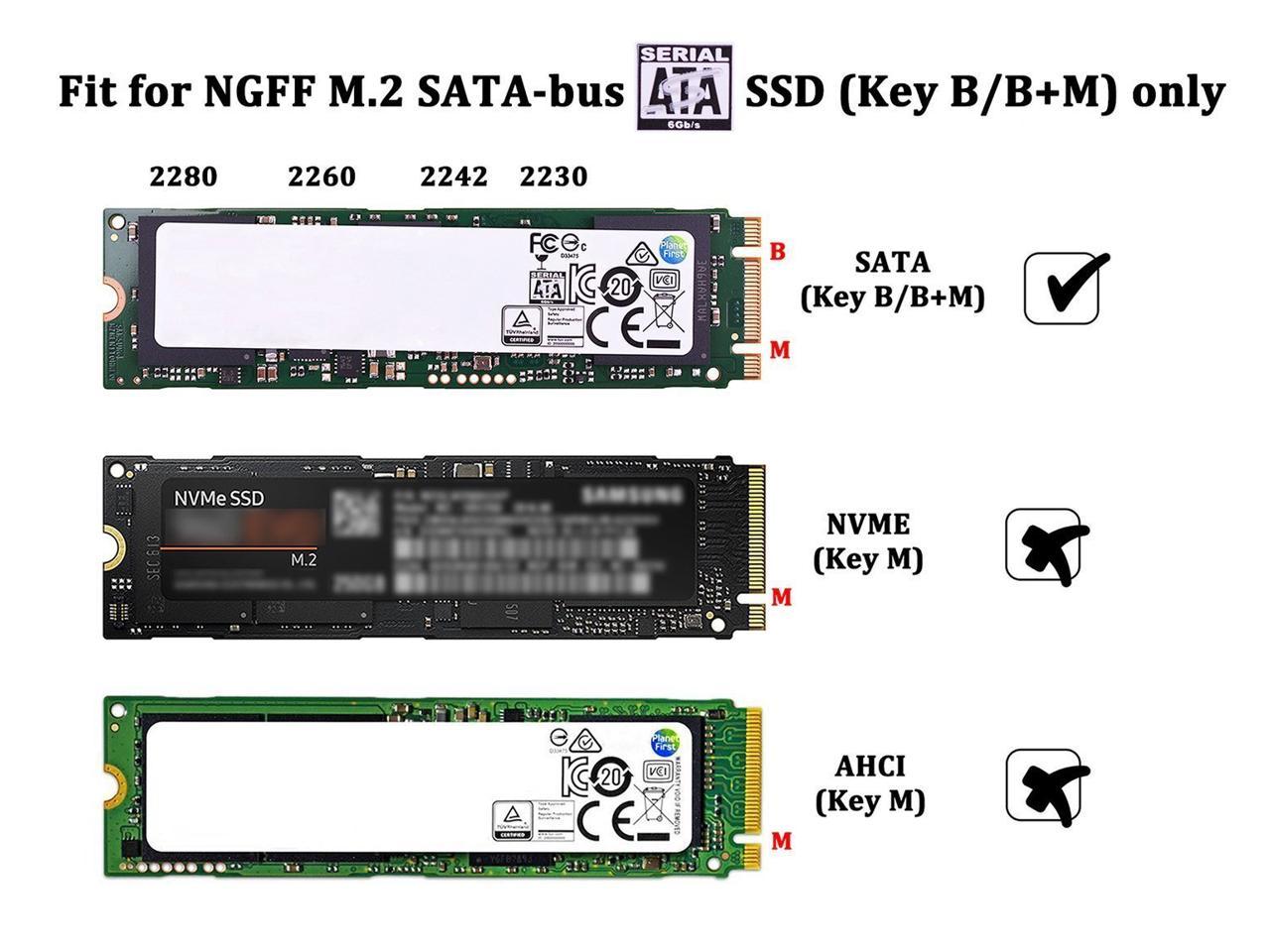 M.2 SATA SSD to USB 3.0（Blue） M.2 SATA NGFF SSD to USB 3.0 External Portable SSD Case Reader Converter Adapter HDD SSD Enclosure with UASP NGFF M.2 2280 2260 2242 2230 SSD with Key B/Key B+M 