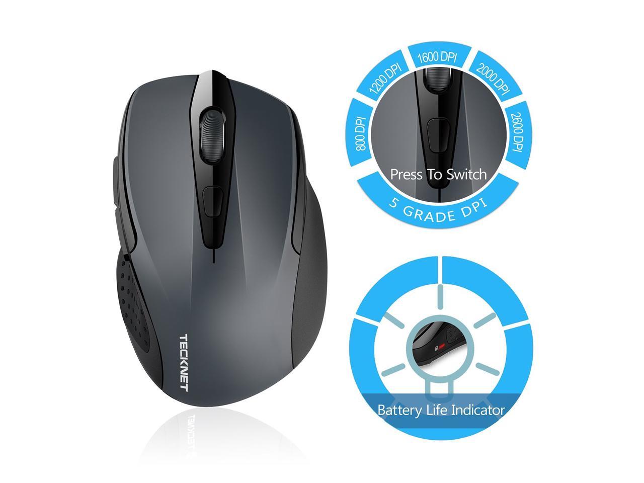 TeckNet Pro 2.4G Ergonomic Wireless Mobile Optical Mouse with USB Nano ...