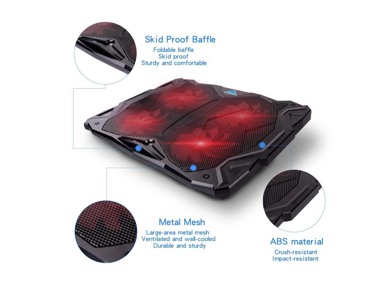 Fits 11-17 Inches Portable Ultra-Slim Quiet Laptop Notebook Cooler Cooling Pad Stand with 4 USB Powered Fans Tenswall Laptop Cooling Pad