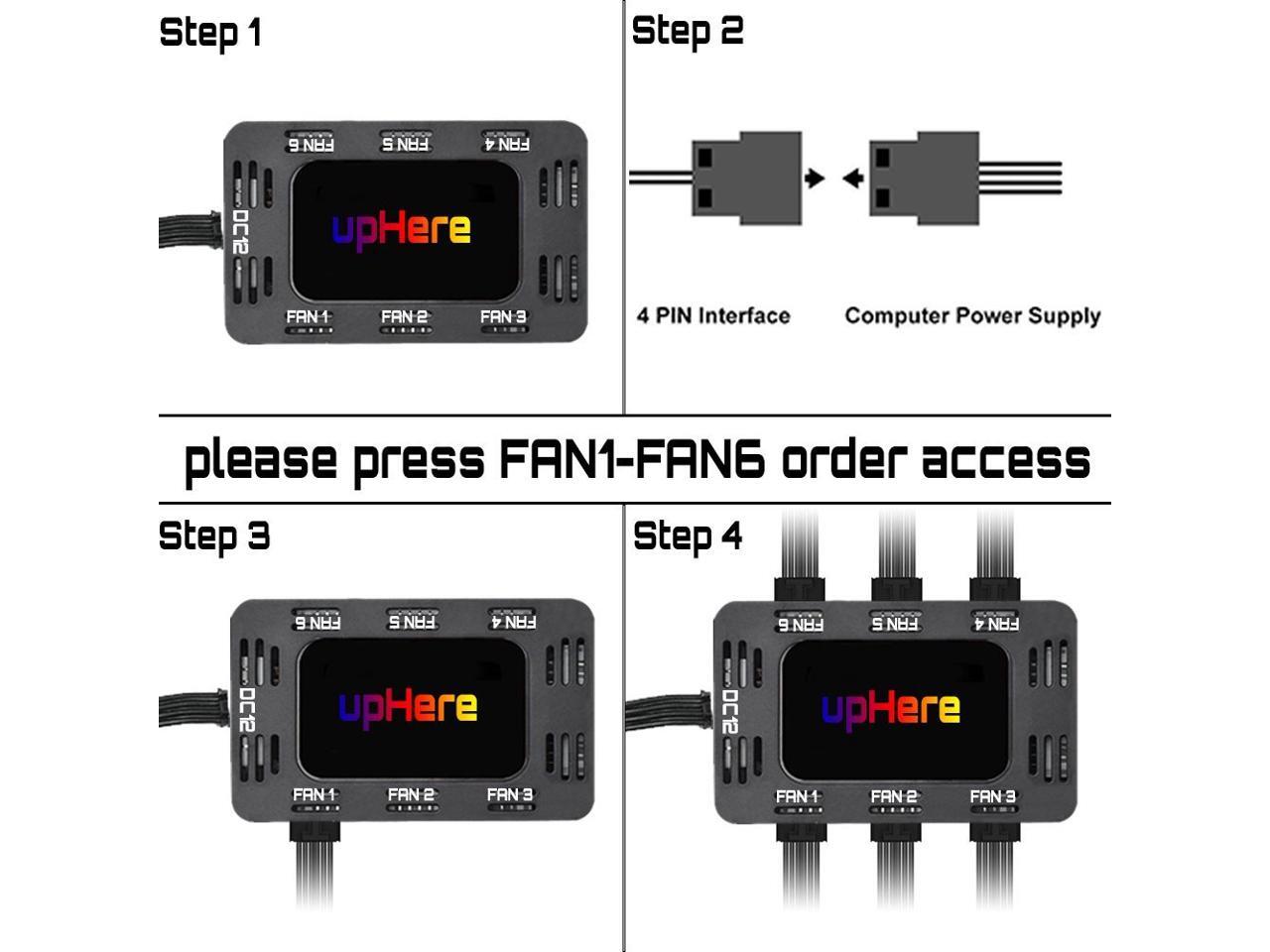 upHere 120mm Wireless 3-Pack RGB Computer Case Fan,for PC Cooling PF1206-3 