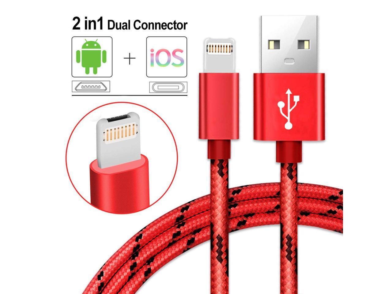 CABLE USB CHARGE  & SYNCHRO COMBO 2 en 1 MICRO USB & Lightning Android et IOS 