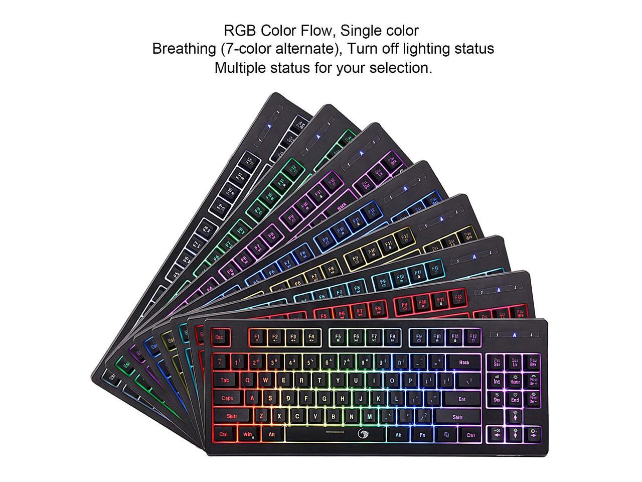 USB Wired Anti-Ghosting and Water Resistant Membrane Keyboard for PC/Laptop/Desktop/Computer NPET G11 Gaming Keyboard 87 Keys Small Compact Rainbow Backlit Keyboard 