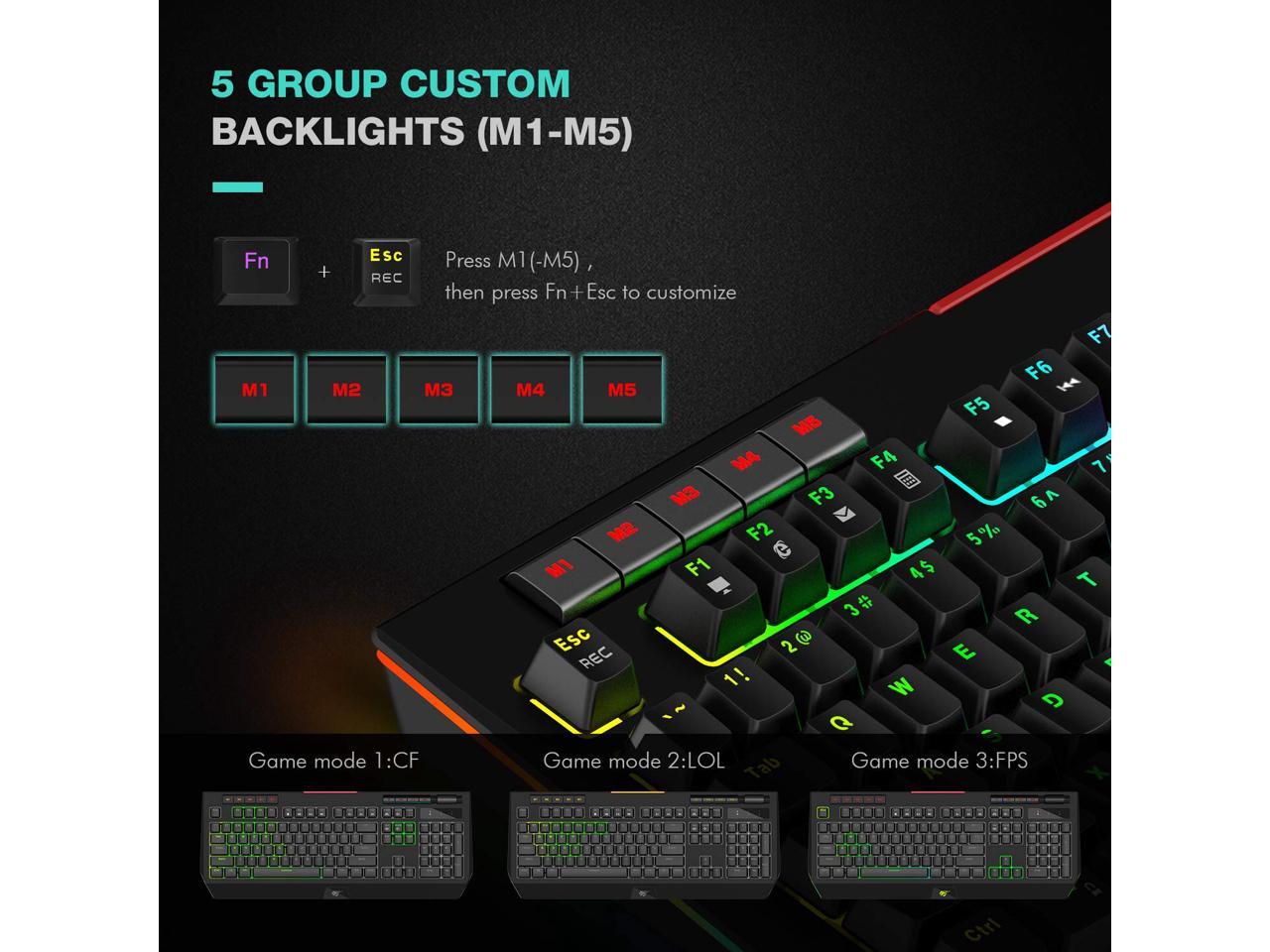 Havit RGB Backlit Mechanical Gaming Keyboard Blue Switch 104 Keys LED