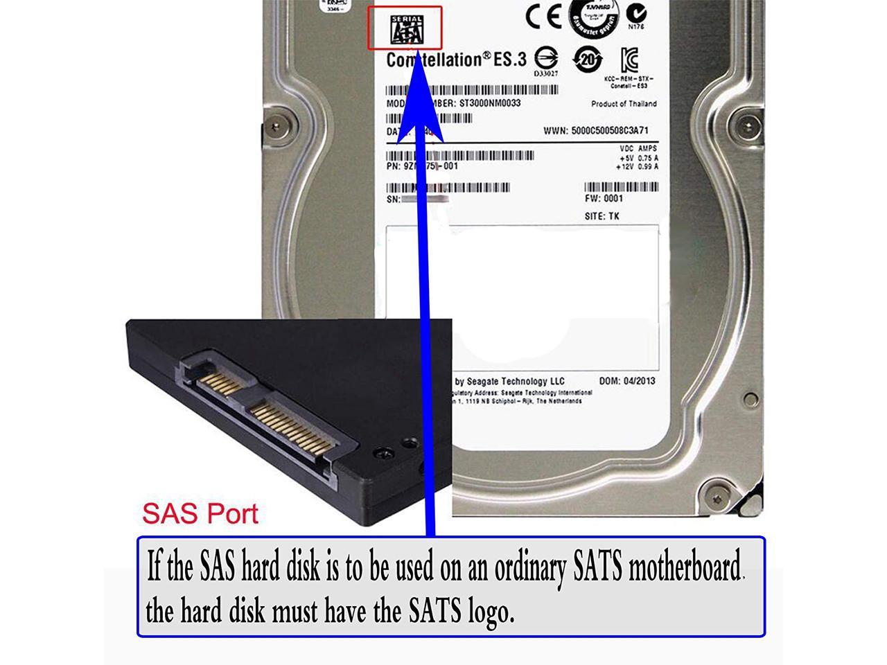 SFF-8482 SAS 22 Pin to 7+15 Pin SATA Male HDD Hard Drive Adapter Wide DI 