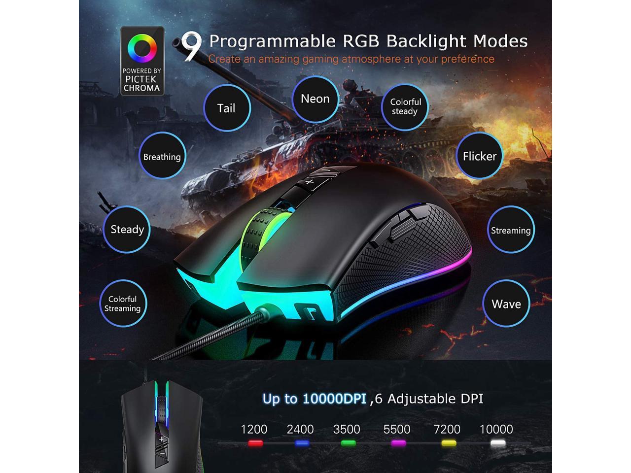 pictek gaming mouse rgb