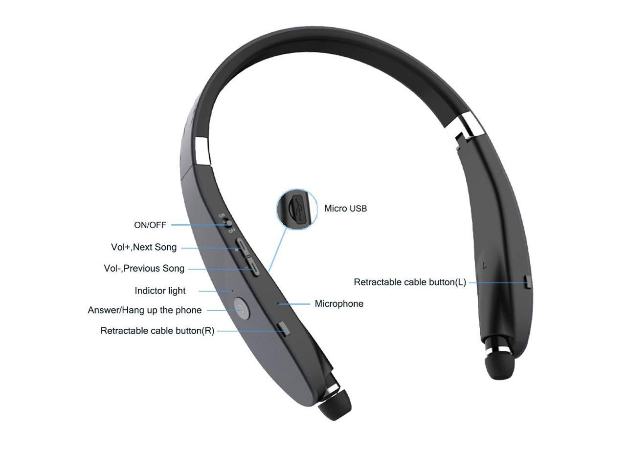 beartwo lightweight retractable bluetooth headphones