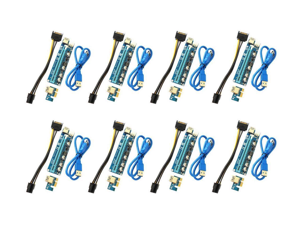8-Pack Ver006C Mining Dedicated PCIe Riser Cable Card Riser Adapter  Cryptocurrency PCI Express 1X to 16X Extender Mining Rig 60cm USB 3.0 6Pin  Power - Newegg.com