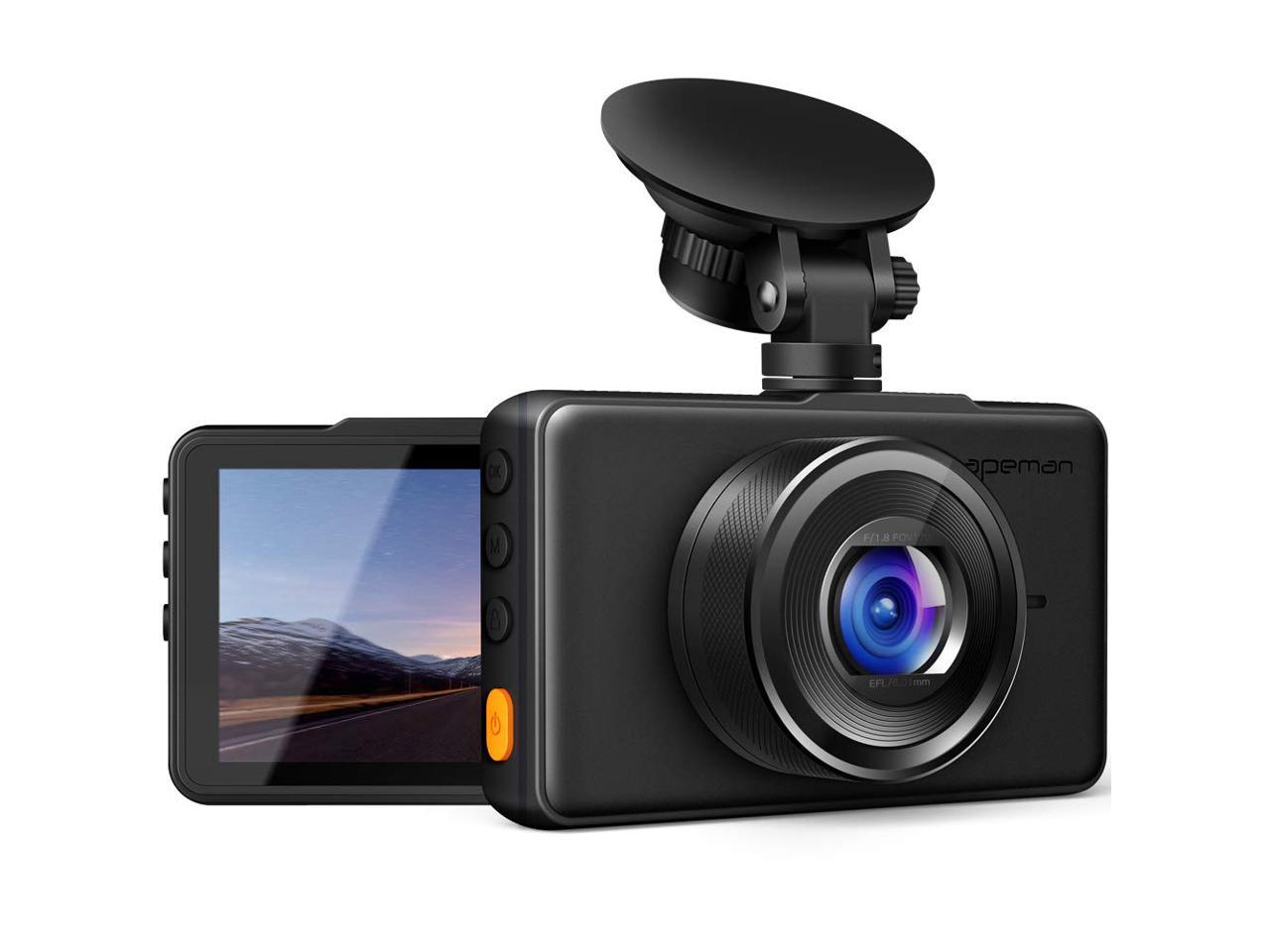 APEMAN Dash Cam WDR G-Sensor Front and Rear Camera for Cars 1080P 170°Wide Angle IPS Screen Motion Detection Night Vision SD Card Included Support GPS Loop Recording Parking Monitor 