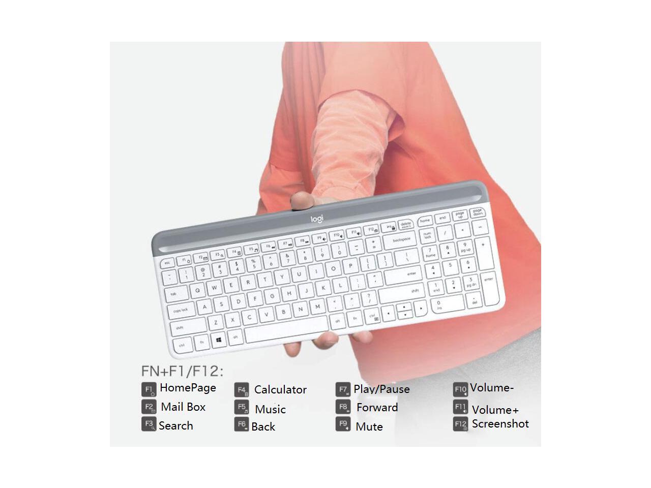 Logitech MK470 2.4 GHz Wireless Silent Keyboard and Mouse Combo,Pebble