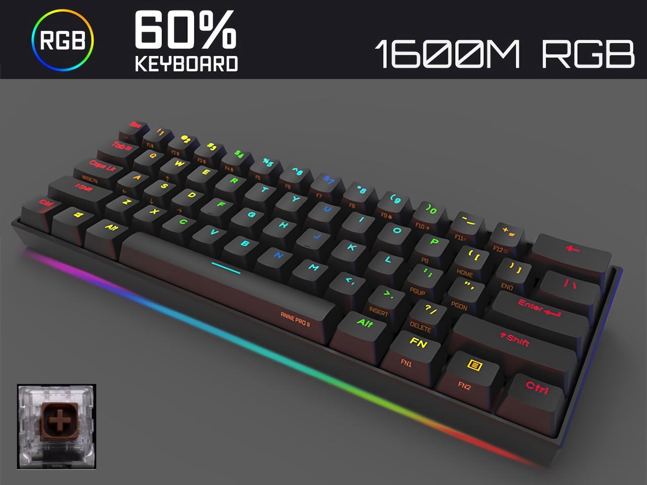 Anne Pro 2 Mechanical Keyboard 60% RGB Wired/ Wireless Gaming Keyboard ...