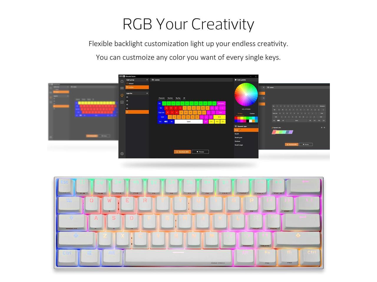 Anne Pro 2 Mechanical Keyboard 60% RGB Wired/ Wireless Spill Resistant