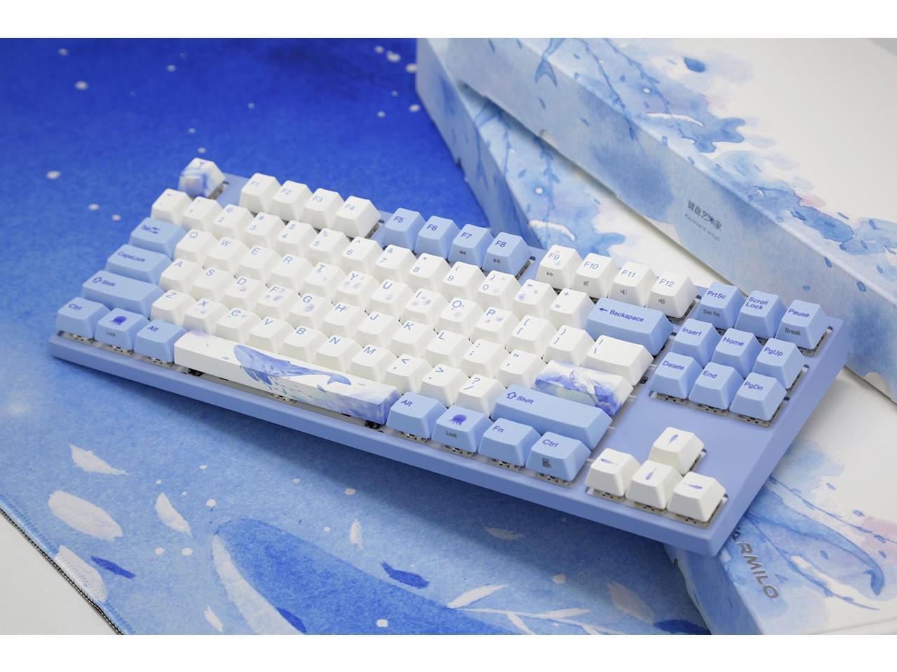 Varmilo Gaming 87 Key Cherry MX Silver Switches Blue Whale Theme White