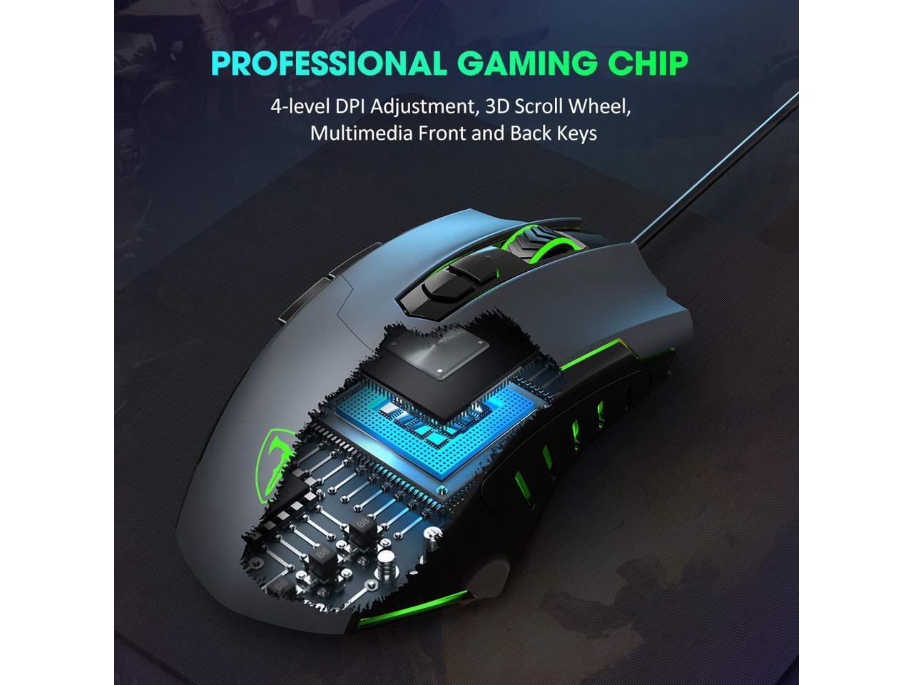 PICTEK Gaming Mouse Wired [7200 DPI] [Programmable] [Breathing Light