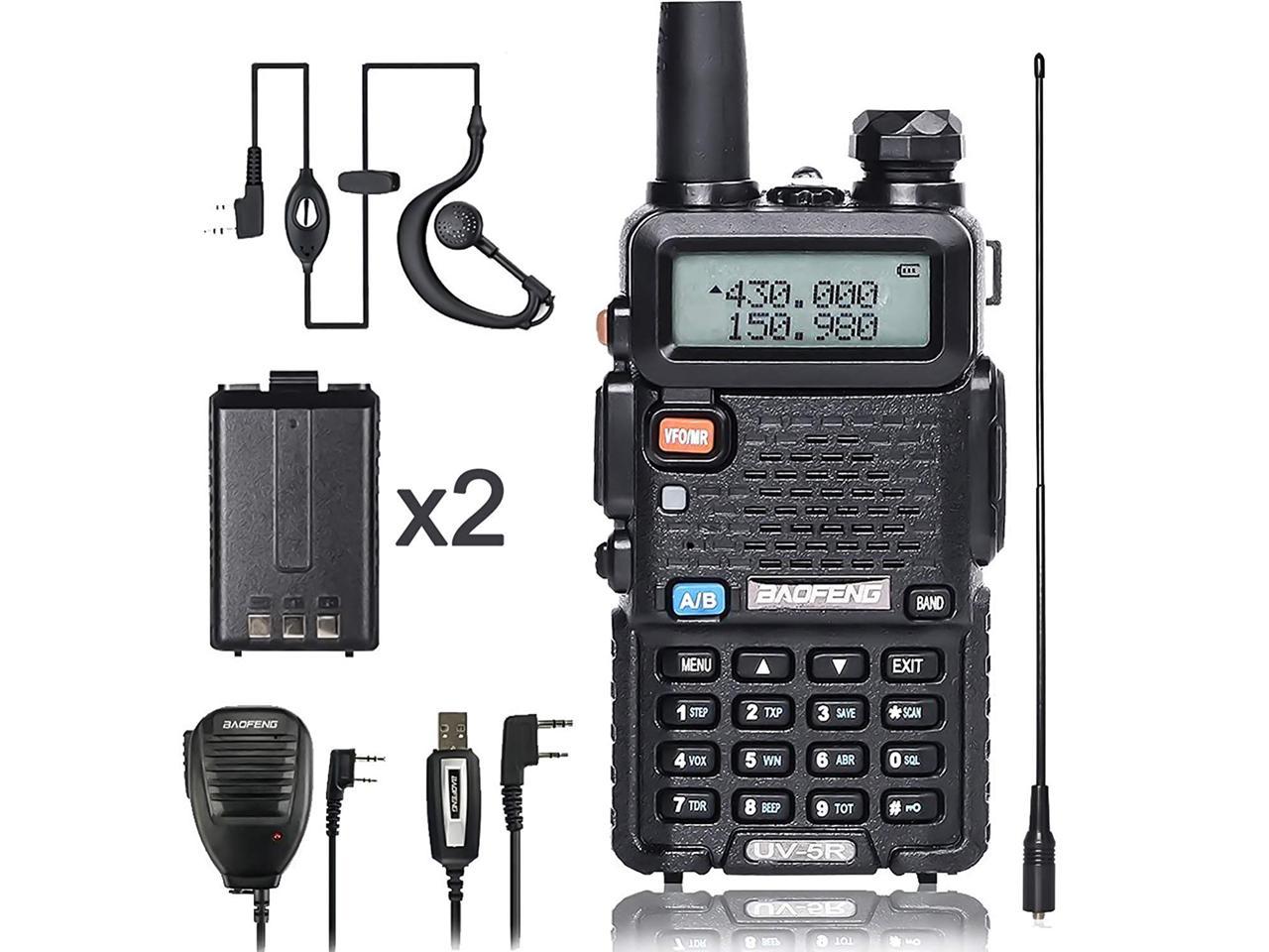 Ham Radio Walkie Talkie UV-5R Pro 8 Watt Dual Band Two Way Radio with 3800mAh Battery and Handheld Speaker Mic and NA-771 Antenna 2Pack and One USB Programming Cable