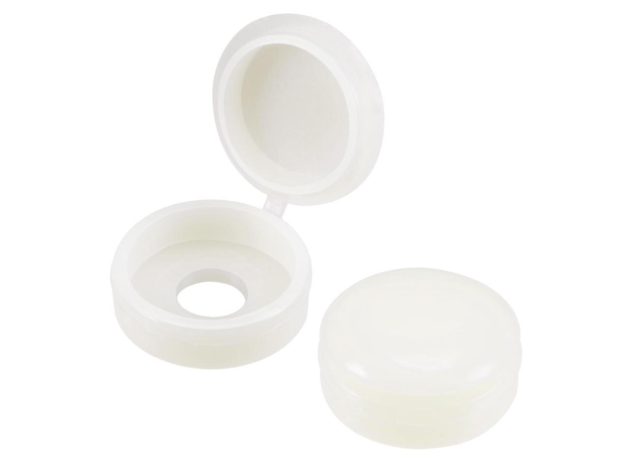 White 200 Pieces Hinged Screw Cover Caps Plastic Screw Caps Fold Screw Snap Covers Washer Flip Tops